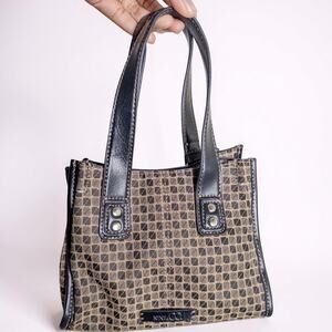 Vintage Y2K Nine & Co Brown Black Monogram Print Mini Tote Bag